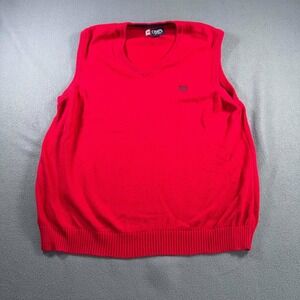 Chaps Sweater Vest Men's M‎ Red Knit V-Neck Sleeveless Preppy Golf Classic Fit
